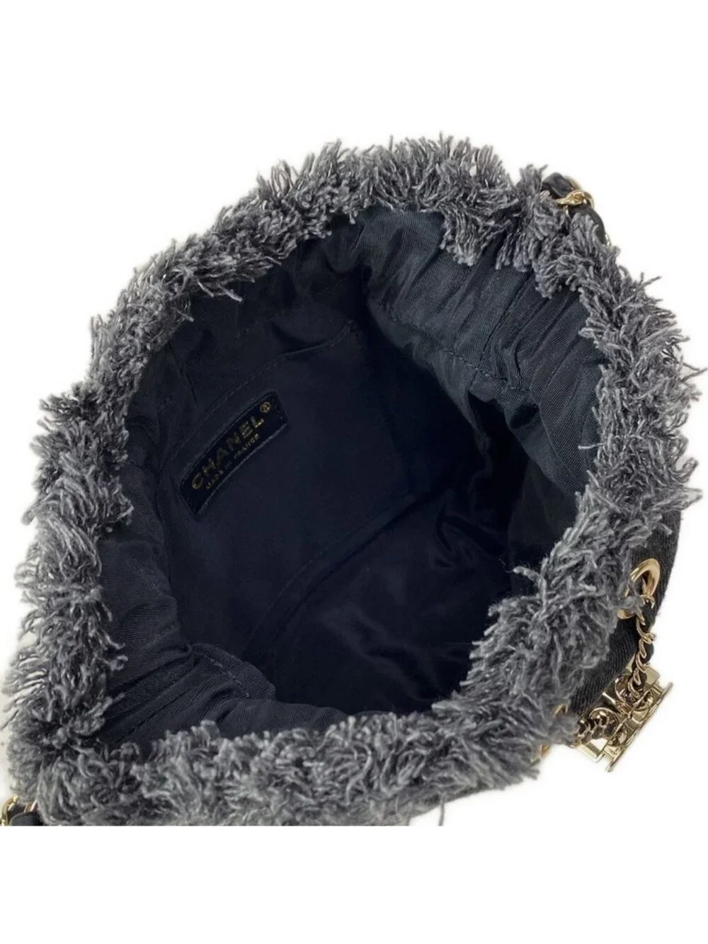 Chanel Shoulder Bag Quilted Black Multi Drawstring Chain Gold Metal